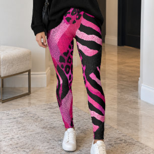 Legging Estampa Animal Mista Rosa e Preto