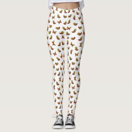 Legging Estampa Colorida de Borboleta Fofa em Branco