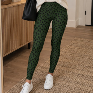 Legging Estampa de Guepardo Verde Oliva Escuro