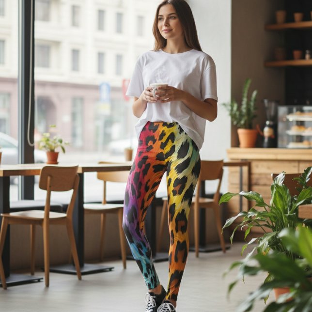 Legging Estampa de leopardo arco-íris (Criador carregado)