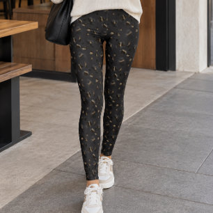 Legging Estampa de leopardo dourado em carvão silenciado