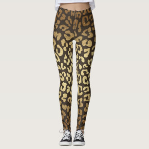 Legging Estampa de Leopardo Guepardo Peles de Animais Ombr