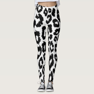 Legging Estampa de Pele de Leopardo Preto e Branco