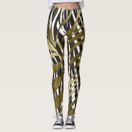 Legging Estampa de Zebra Preto e Dourado Safari Chic Glamo