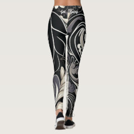 Legging Estampa Floral Preta e Branca
