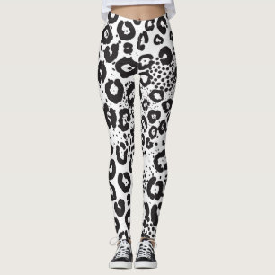 Legging Estampa Mista de Animais Leopardo da Neve Guepardo