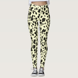 Legging Estampa Moderna de Animal Vaca em Amarelo Pastel