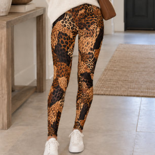 Legging Estampa Onça-Pintada Guepardo Marrom Mista