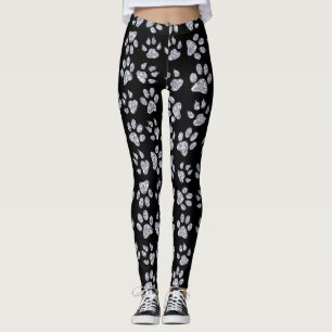 Legging Estampas de Cachorro de Prata,Preto