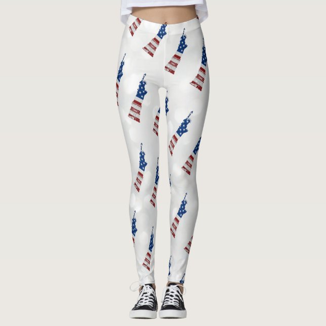 Legging Estátua da Liberdade 4 de julho Glitter (Frente)