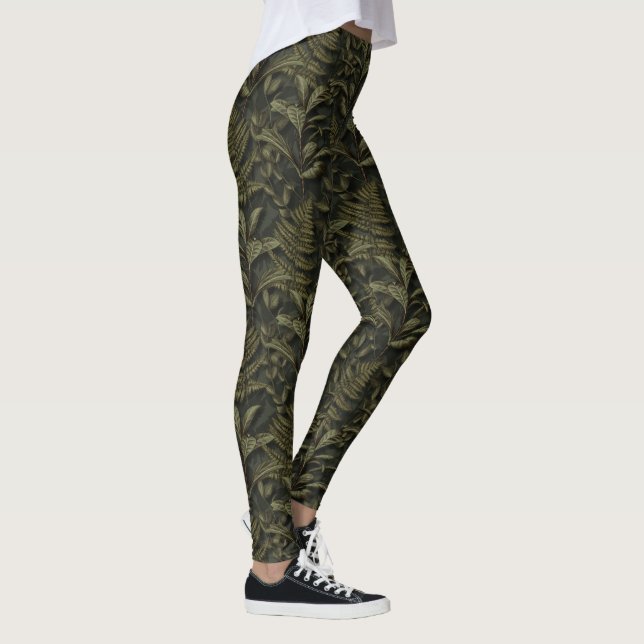 Legging Estética Greenerescente - Folhas Escuras e Folhas (Direita)