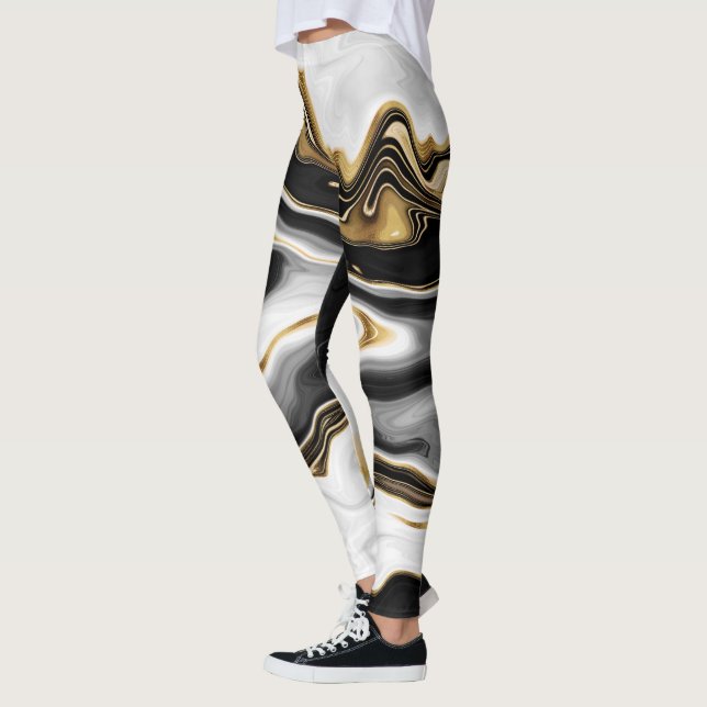 Legging Estética moderna de pintura de mármore Dourado (Esquerda)