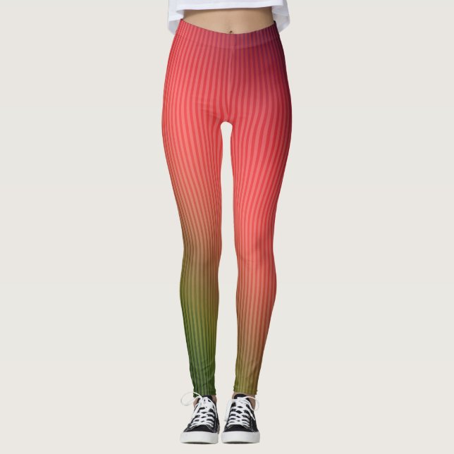 Legging Esticado, vermelho, verde, gradiente (Frente)