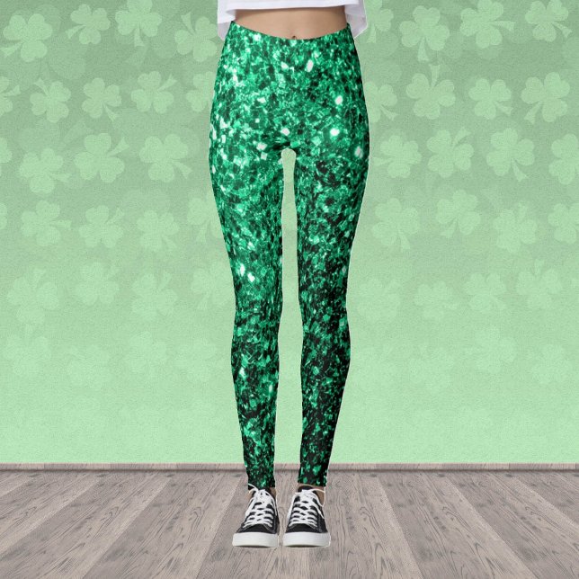 Legging Estilhador de brilho verde-esmeralda (Stand out in the gym with our breathable sparkly leggings in many different colors!)