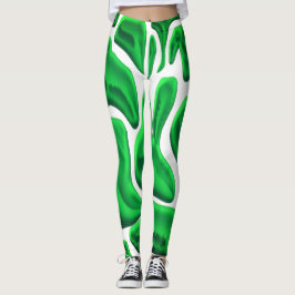 Legging estilo abstrato combinado com arte digital em verd