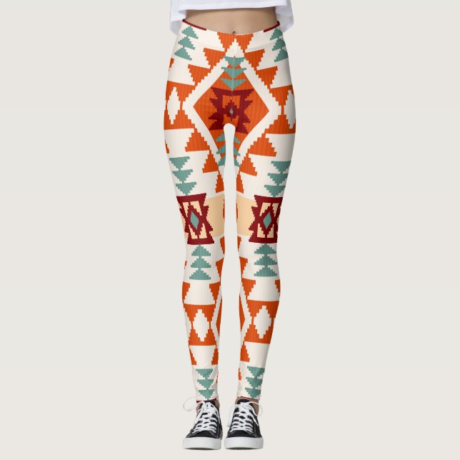 Legging Estilo Americano Nativo Geométrico Sem Vista (Frente)