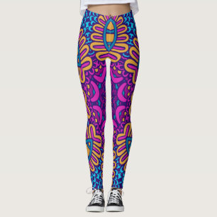 Legging Estilo Boêmiano Arojado e Pernas Azuis
