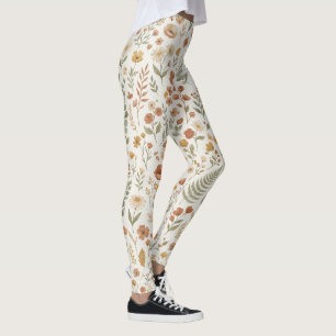 Legging Estilo Boho Silvestre Botânico Floral Mãe
