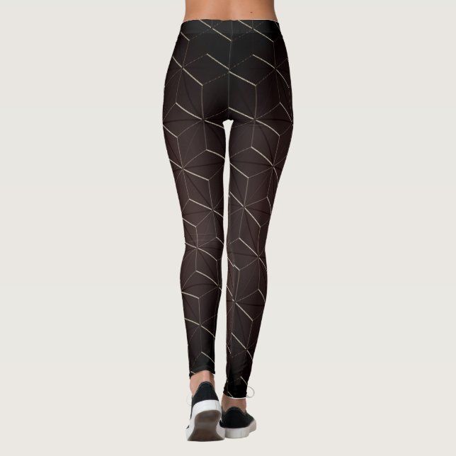 Legging Estilo castanho gradiente Padrão geométrico sem co (Verso)