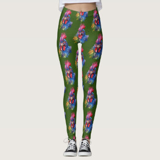 Legging Estilo de Aquarela de Galinha do País Rooster