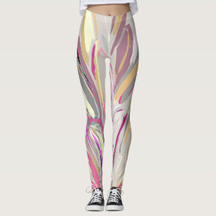 Legging Estilo de Arte de Vetor Vegetal Tropical abstrato
