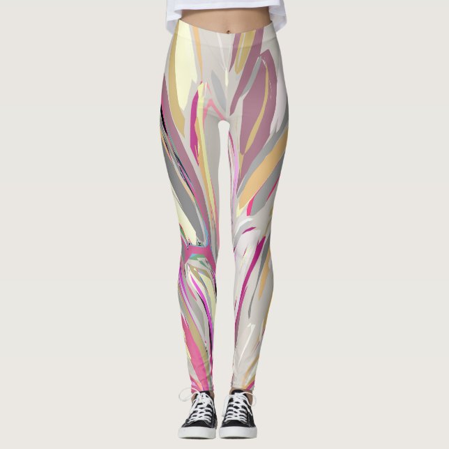 Legging Estilo de Arte de Vetor Vegetal Tropical abstrato (Frente)