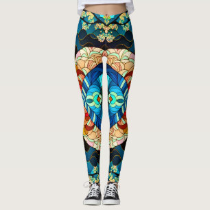 LEGGING ESTILO DE ARTE JAPONESA SIMÉTRICO DA FLORESTA