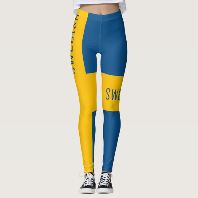 Legging Estilo de Bandeira Nacional Sueco (Frente)