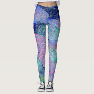 Legging Estilo de couro rugoso com tinta vestida, tons azu