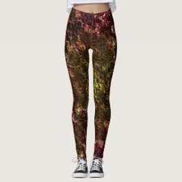 Legging Estilo de espelhamento néon castanho claro com lin