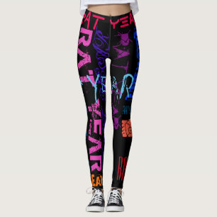 Legging Estilo de Grafite Ano-Z Repetido Aniversário L