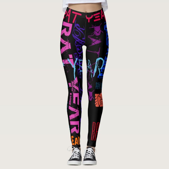 Legging Estilo de Grafite Ano-Z Repetido Aniversário L (Frente)