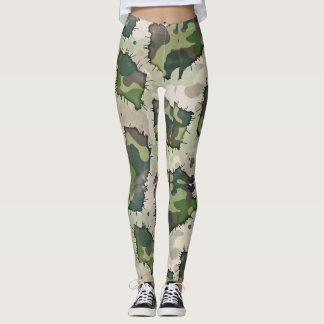 Legging Estilo de Grunge Camouflage Estilo de Padrão Invis