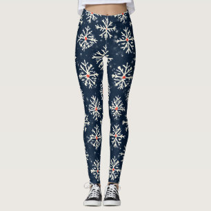 Legging Estilo de Inverno do Padrão do Floco de Neve