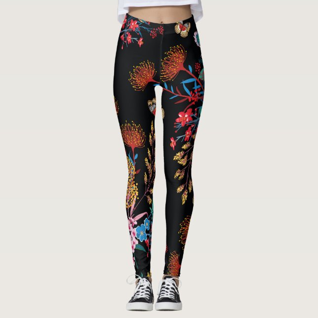Legging Estilo de Liberdade das Borboletas do Jardim Bloom (Frente)