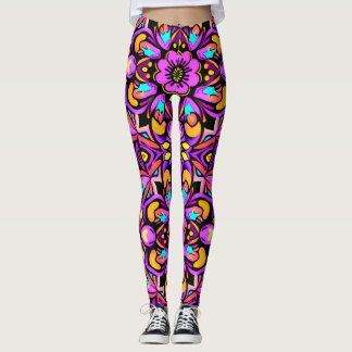 Legging Estilo de Luz Negra Flores Selvagens
