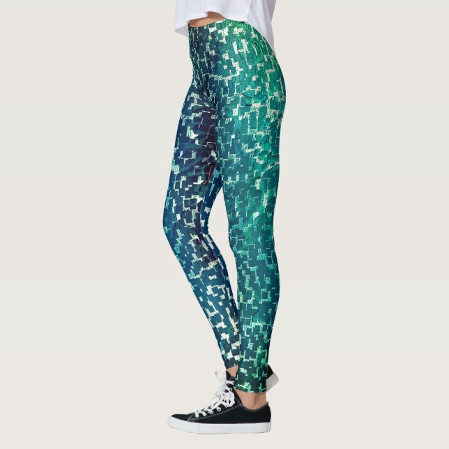 Legging Estilo de mosaico azul neon sobre vidro martelado  (Esquerda)