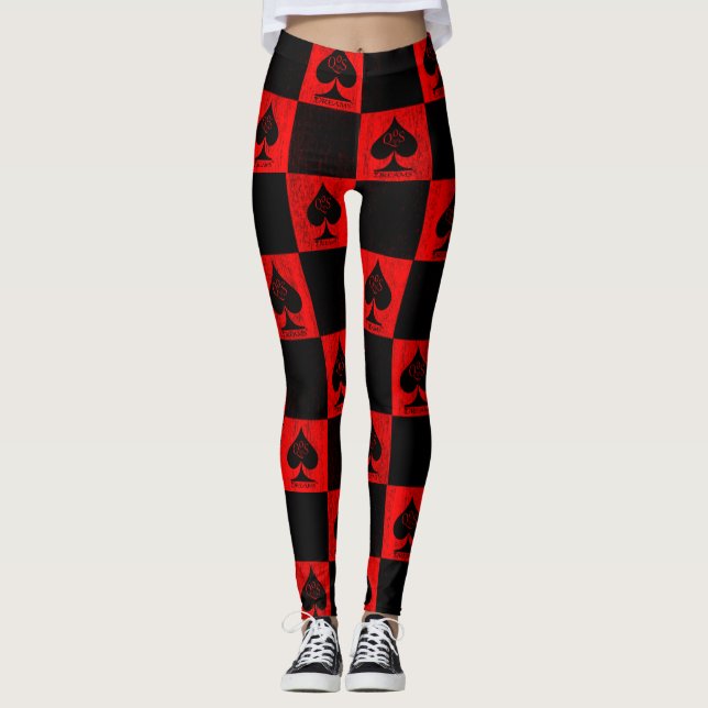 Legging Estilo de QoS da Rainha das Pernas de Espadas Verm (Frente)