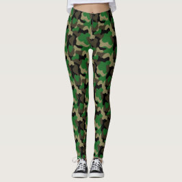 Legging Estilo de Rua Camuflado Verde