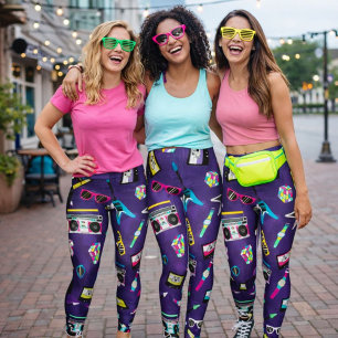 Legging Estilo de tendência dos anos 80 Roxo