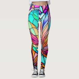 Legging Estilo de Vidro Obtido por Aquarela Abstrato Geomé