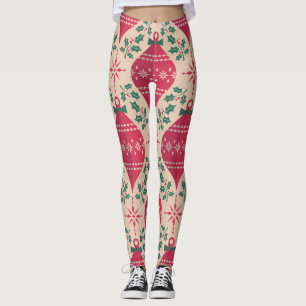 Legging Estilo de Vintage Padrão de Natal Sem Olhos