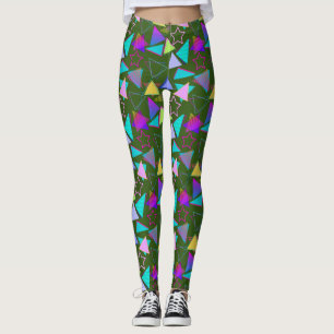 Legging Estilo de Vintagem do Padrão de Formas Geométricas