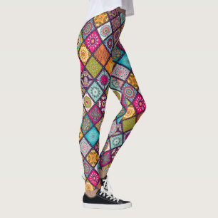 Legging Estilo étnico colorido da mandala marroquina