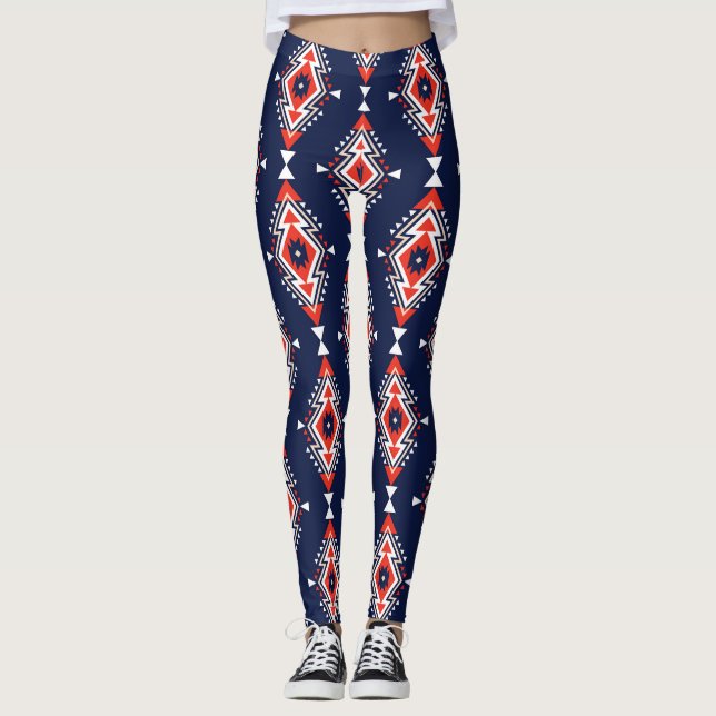Legging Estilo étnico, padrão geométrico sem costura. (Frente)