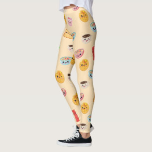 Legging Estilo Kawaii Japonês Comida Café da Manhã Café Ba