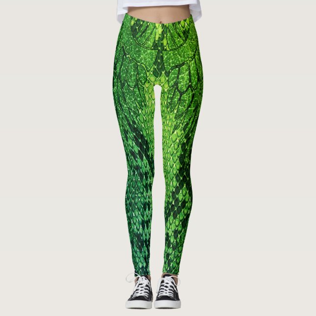 Legging Estilo legging. da pele de cobra verde (Frente)