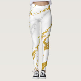 Legging Estilo Marble Elegante6 - Dourado e Branco