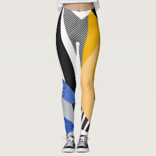 Legging Estilo Memphis: Colagem Geométrica Criativa.