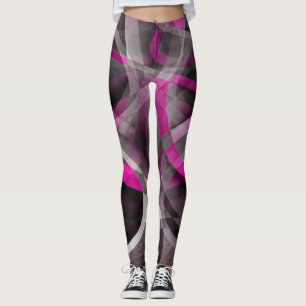 Legging Estilo Oitenta, Fucshia Rosa e Curvas de Cinza Pat
